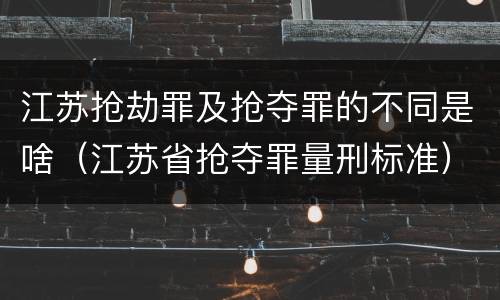 江苏抢劫罪及抢夺罪的不同是啥（江苏省抢夺罪量刑标准）