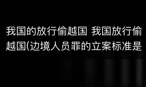 我国的放行偷越国 我国放行偷越国(边境人员罪的立案标准是怎么规定