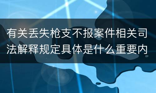 有关丢失枪支不报案件相关司法解释规定具体是什么重要内容