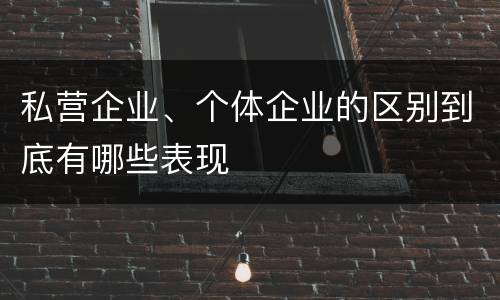 私营企业、个体企业的区别到底有哪些表现