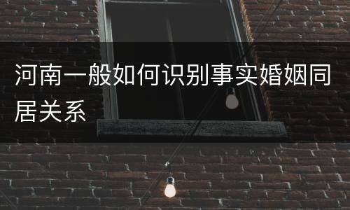 河南一般如何识别事实婚姻同居关系