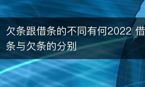 欠条跟借条的不同有何2022 借条与欠条的分别