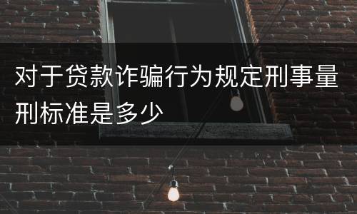 对于贷款诈骗行为规定刑事量刑标准是多少