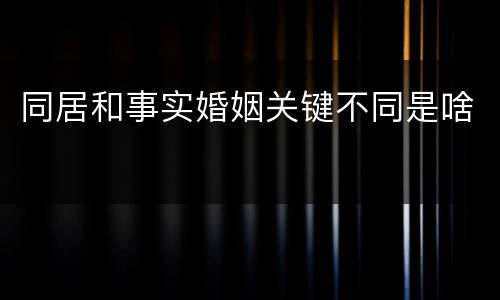 同居和事实婚姻关键不同是啥