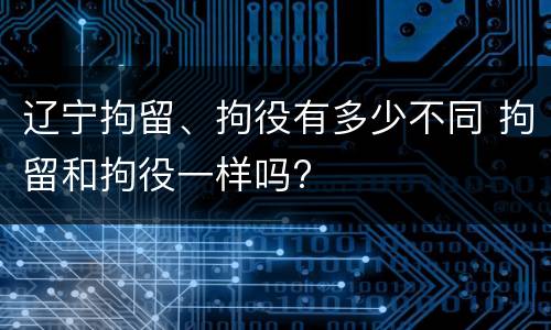 辽宁拘留、拘役有多少不同 拘留和拘役一样吗?