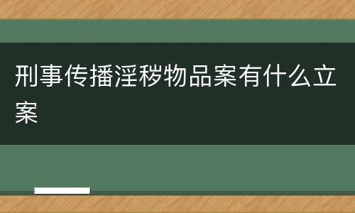 刑事传播淫秽物品案有什么立案