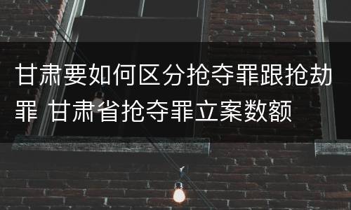 甘肃要如何区分抢夺罪跟抢劫罪 甘肃省抢夺罪立案数额