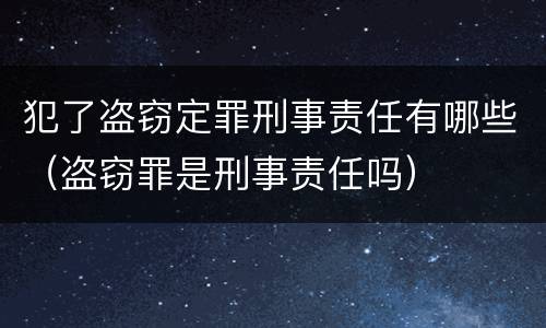 犯了盗窃定罪刑事责任有哪些（盗窃罪是刑事责任吗）