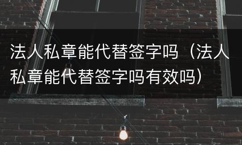 法人私章能代替签字吗（法人私章能代替签字吗有效吗）