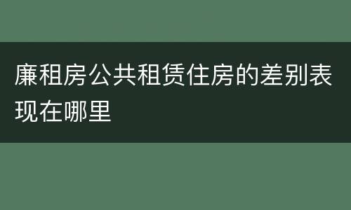 廉租房公共租赁住房的差别表现在哪里