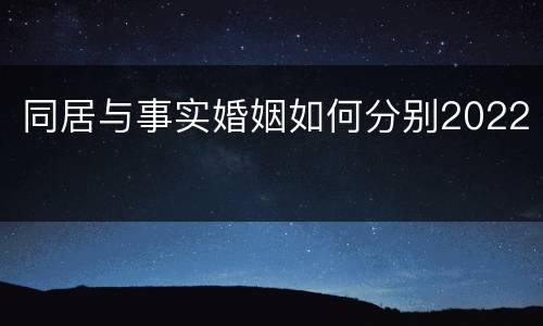 同居与事实婚姻如何分别2022