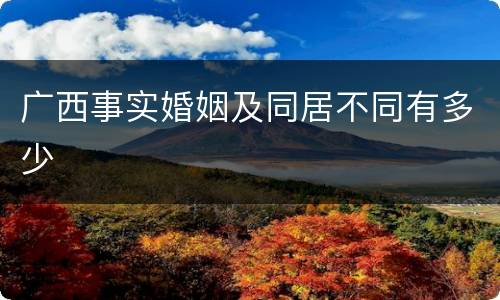 广西事实婚姻及同居不同有多少