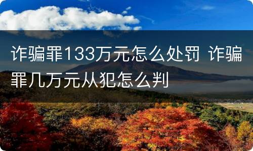 诈骗罪133万元怎么处罚 诈骗罪几万元从犯怎么判