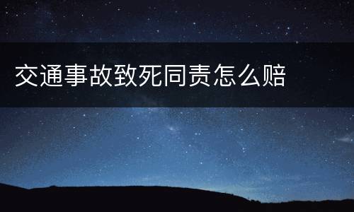 交通事故致死同责怎么赔