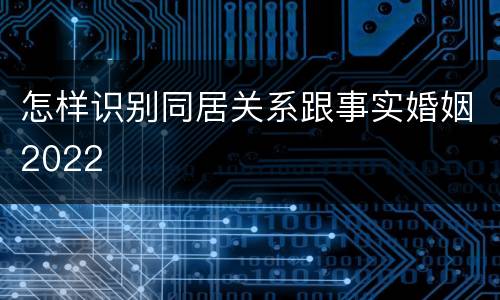 怎样识别同居关系跟事实婚姻2022