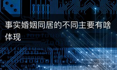 事实婚姻同居的不同主要有啥体现