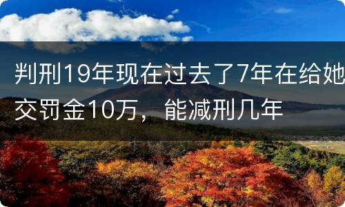 判刑19年现在过去了7年在给她交罚金10万，能减刑几年