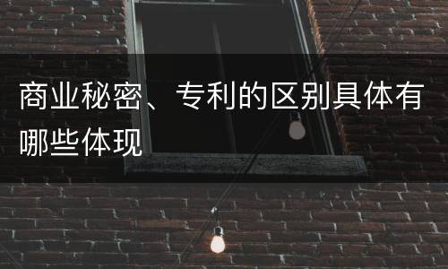 商业秘密、专利的区别具体有哪些体现