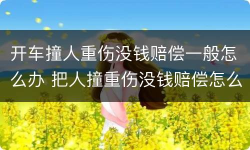 开车撞人重伤没钱赔偿一般怎么办 把人撞重伤没钱赔偿怎么办