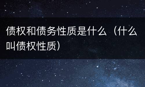债权和债务性质是什么（什么叫债权性质）