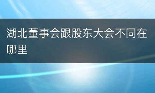 湖北董事会跟股东大会不同在哪里