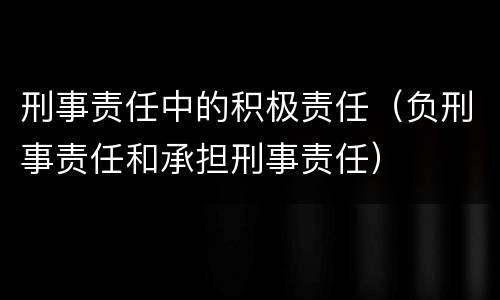 刑事责任中的积极责任（负刑事责任和承担刑事责任）