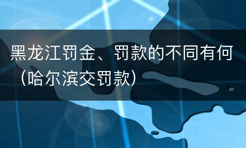 黑龙江罚金、罚款的不同有何（哈尔滨交罚款）