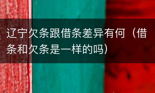 辽宁欠条跟借条差异有何（借条和欠条是一样的吗）