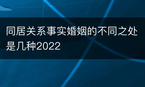 同居关系事实婚姻的不同之处是几种2022
