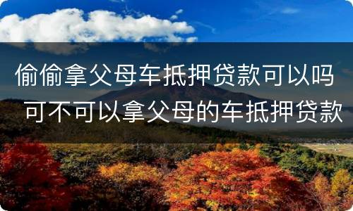 偷偷拿父母车抵押贷款可以吗 可不可以拿父母的车抵押贷款