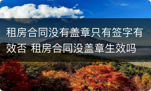 租房合同没有盖章只有签字有效否 租房合同没盖章生效吗