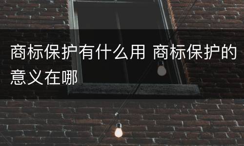 商标保护有什么用 商标保护的意义在哪