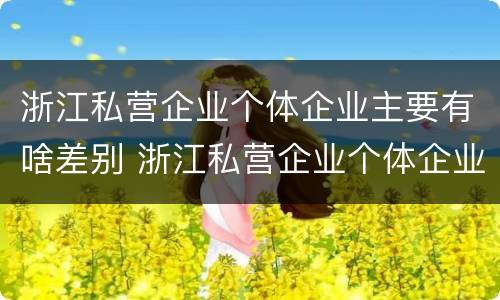 浙江私营企业个体企业主要有啥差别 浙江私营企业个体企业主要有啥差别呢