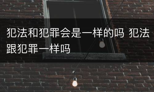 犯法和犯罪会是一样的吗 犯法跟犯罪一样吗
