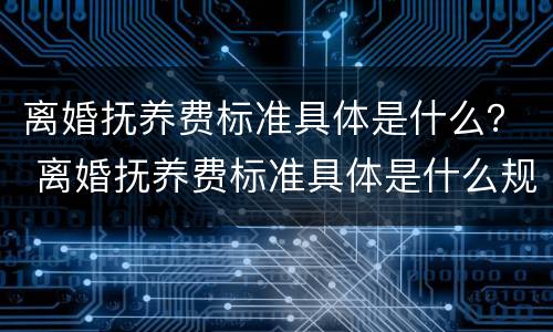 离婚抚养费标准具体是什么？ 离婚抚养费标准具体是什么规定