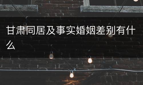 甘肃同居及事实婚姻差别有什么