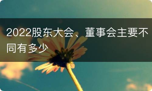 2022股东大会、董事会主要不同有多少