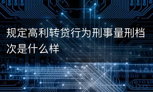 规定高利转贷行为刑事量刑档次是什么样