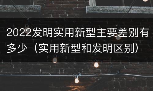 2022发明实用新型主要差别有多少（实用新型和发明区别）