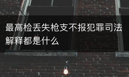 最高检丢失枪支不报犯罪司法解释都是什么