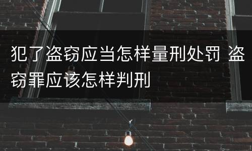 犯了盗窃应当怎样量刑处罚 盗窃罪应该怎样判刑