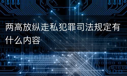 两高放纵走私犯罪司法规定有什么内容