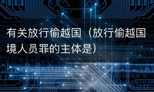 有关放行偷越国（放行偷越国境人员罪的主体是）