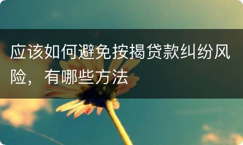 应该如何避免按揭贷款纠纷风险，有哪些方法