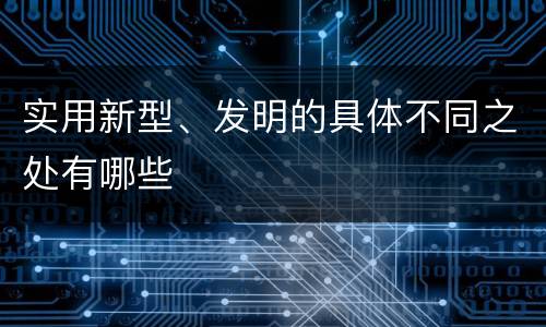 实用新型、发明的具体不同之处有哪些