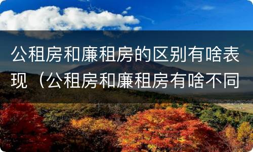 公租房和廉租房的区别有啥表现（公租房和廉租房有啥不同）