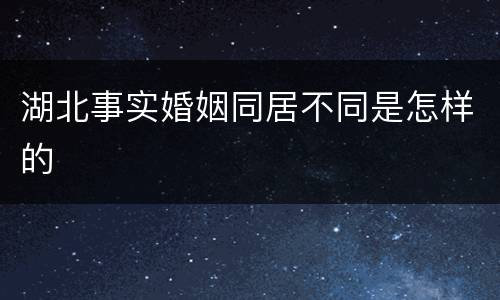 湖北事实婚姻同居不同是怎样的