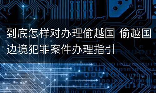 到底怎样对办理偷越国 偷越国边境犯罪案件办理指引