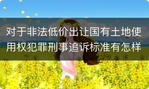 对于非法低价出让国有土地使用权犯罪刑事追诉标准有怎样的规定