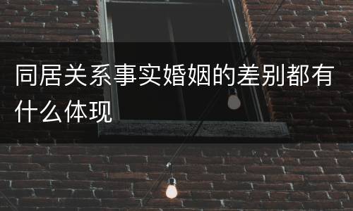 同居关系事实婚姻的差别都有什么体现